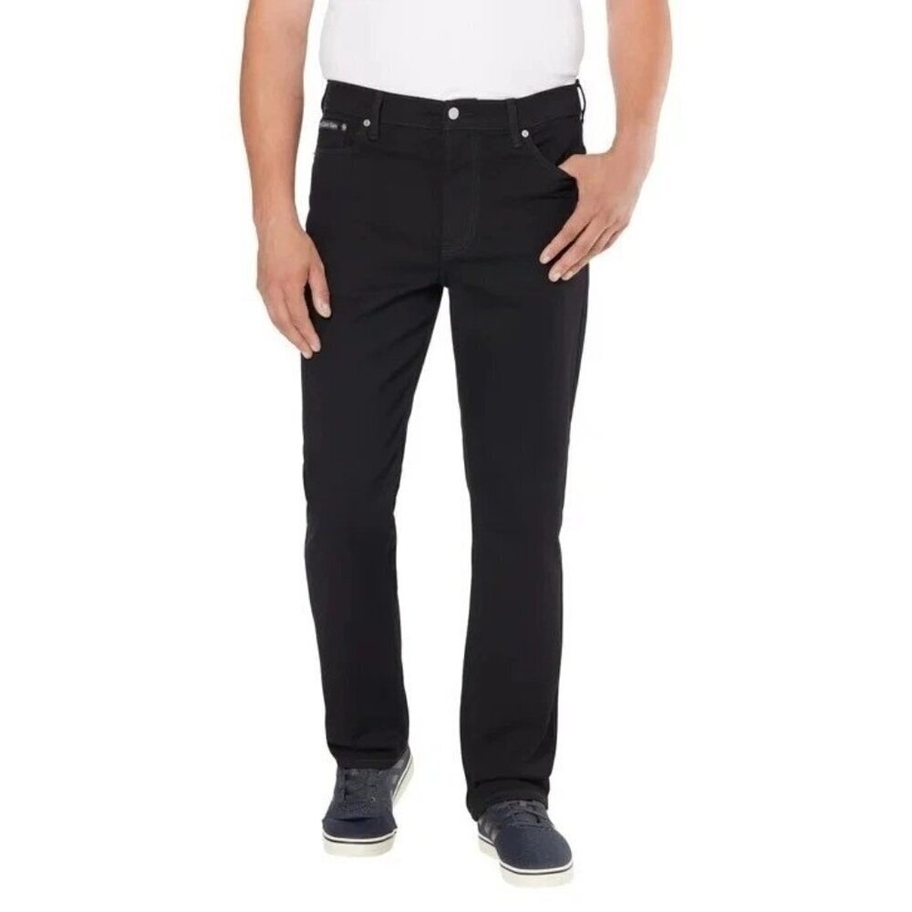 Calvin Klein Men's W40 X L32 Straight Fit Black Jeans Cotton/Polyester M0636